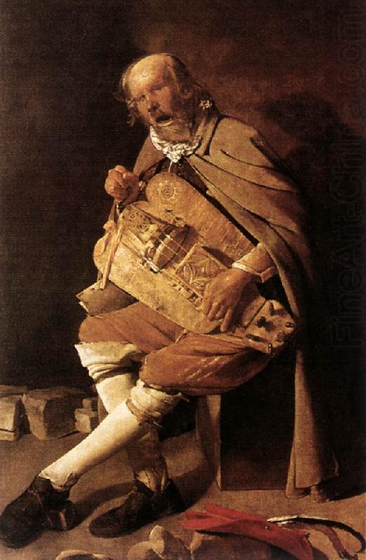 LA TOUR, Georges de The Hurdy-gurdy Player china oil painting image